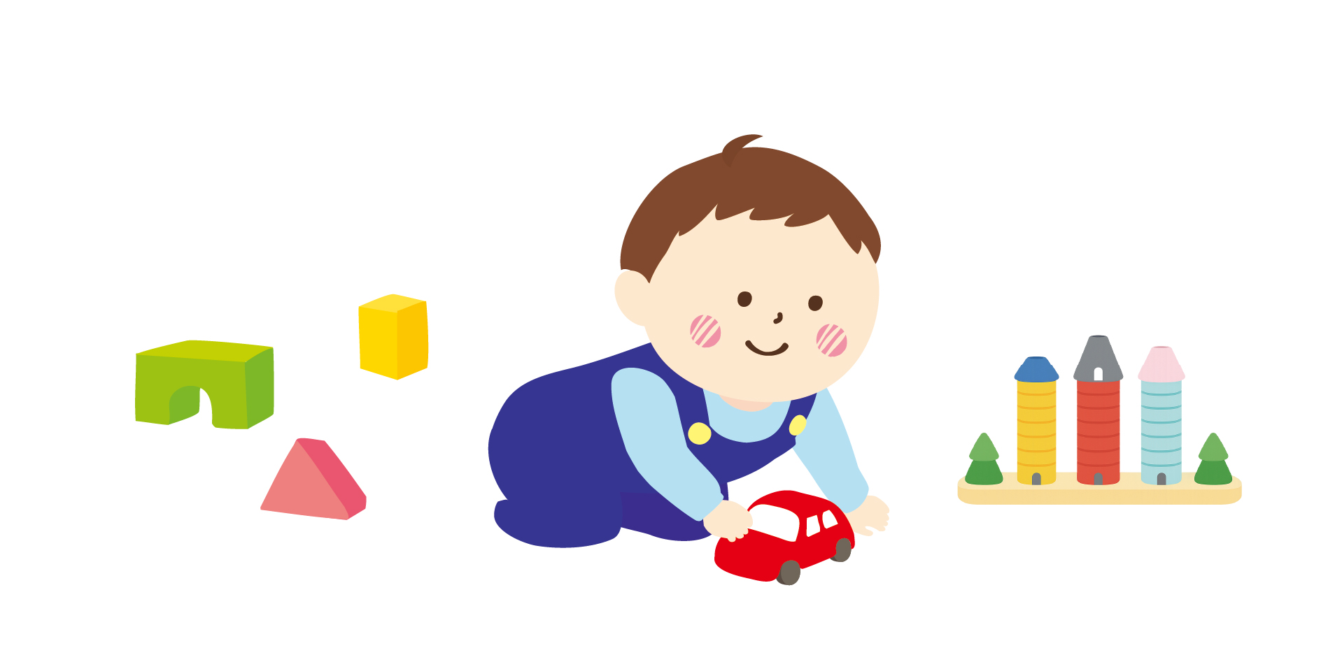 車のおもちゃで遊んでいる子どものイラスト